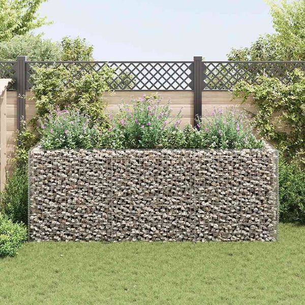 vidaXL Gabion Raised Bed Silver Galvanized steel Large Durable