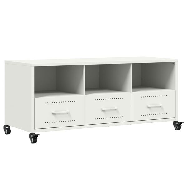 vidaXL TV Cabinet White Cold-rolled steel Medium Rollable TV Cabinet