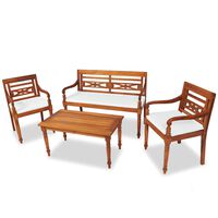 vidaXL 4 Piece Patio Lounge Set with Cushions Solid Teak Wood