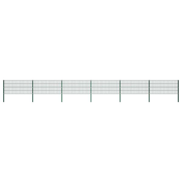 vidaXL Fence Panel with Posts Iron 409.4"x31.5" Green