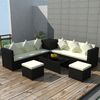 vidaXL Patio Furniture Set Set of 8 Black and Beige Poly Rattan Large