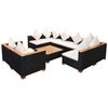 vidaXL Outdoor Sofa Set Black and brown with cream white cushions