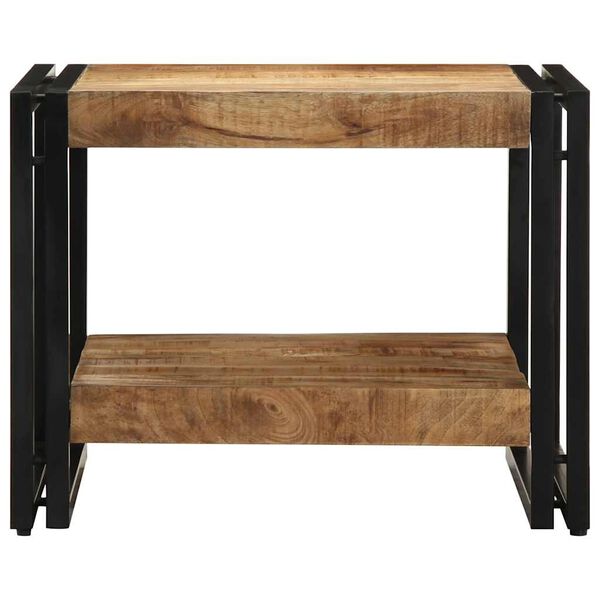 vidaXL Coffee Table Brown, Black Solid Mango Wood, Iron Compact