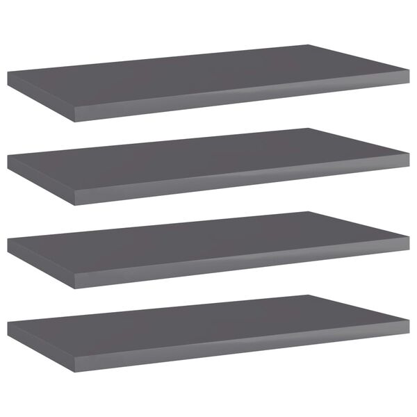 vidaXL Shelf Set of 4 High gloss grey Engineered wood 15.7 x 7.9 in