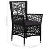 vidaXL Patio Dining Set Set of 4 Black Poly Rattan, Steel, Tempered Glass
