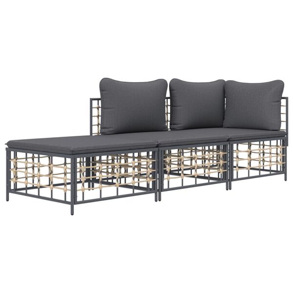 vidaXL Garden Lounge Set Anthracite Poly rattan Medium Modular