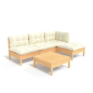 vidaXL Garden Lounge Set Cream, Natural Pine