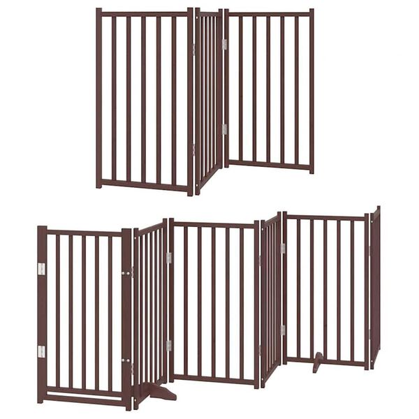 vidaXL Dog Gate Set of 12 Brown Poplar wood 12 panels Foldable