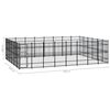 vidaXL Dog Kennel Black Powder-coated steel Extra Large Durable