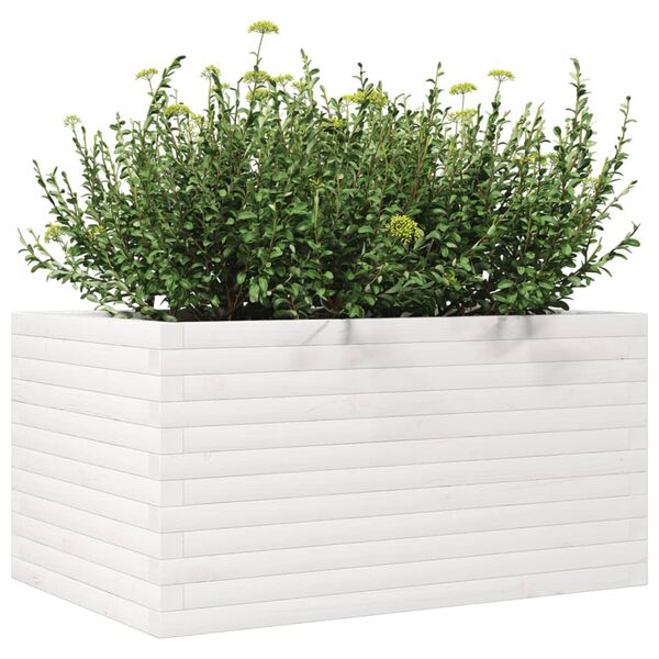 vidaXL Garden Planter White Solid Pine Wood Medium Garden Planter