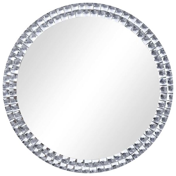 vidaXL Wall Mirror Silver Acrylic Crystal, Tempered Glass 23.6 in Diameter