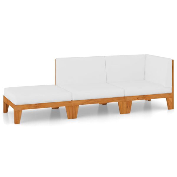 vidaXL Garden Lounge Set Cream white Solid acacia wood, 100% polyester