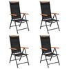 vidaXL Dining Set Black Powder-Coated Aluminum, Textilene, WPC Medium