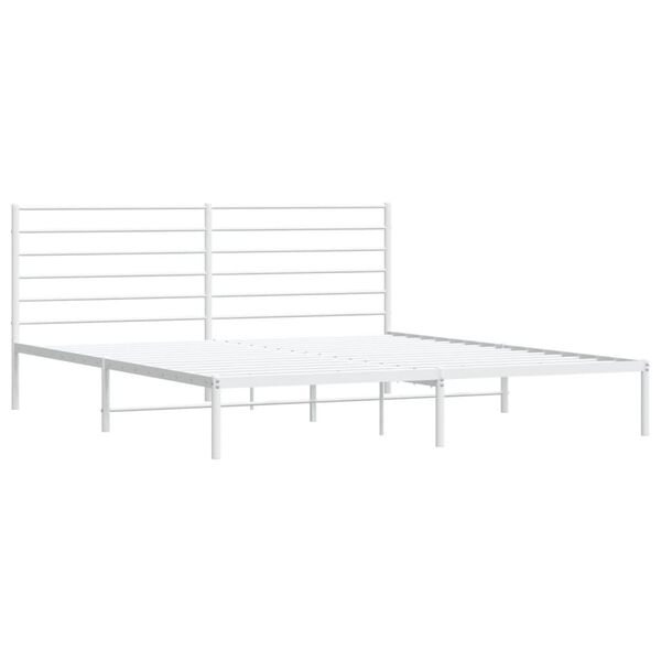 vidaXL Bed Frame White Powder-Coated Steel 78.7 x 78.7 in Bed Frame