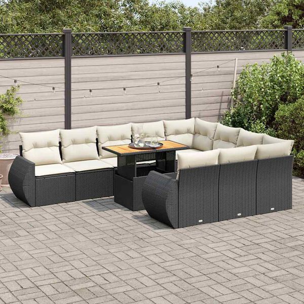 vidaXL Garden Sofa Set Black PE rattan Large Modular Garden Sofa Set