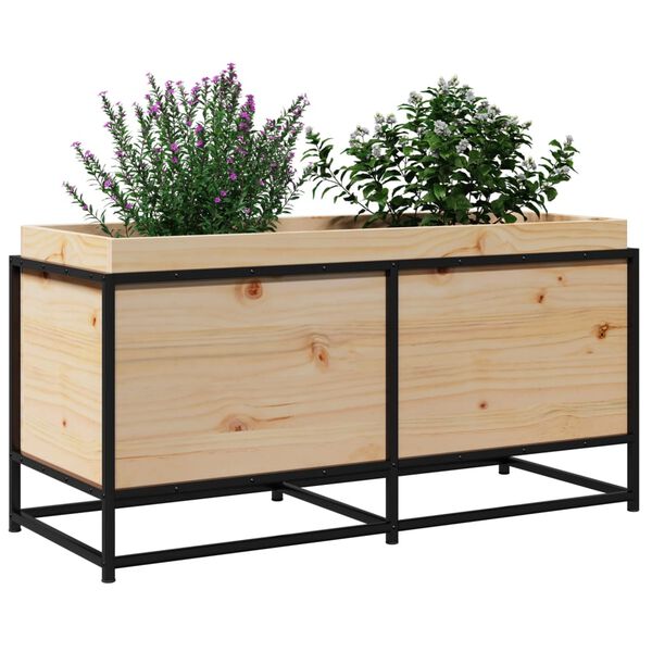 vidaXL Garden Planter Natural Solid pine wood, steel Medium