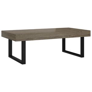 vidaXL Coffee Table Gray and Black MDF with veneer and iron Large