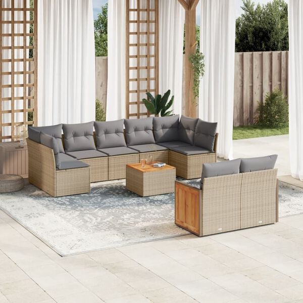 vidaXL Garden Sofa Set Beige, Light Grey