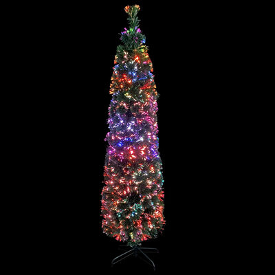 vidaXL Artificial Slim Christmas Tree with Stand 5 ft Fiber Optic