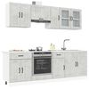 vidaXL Kitchen Cabinet Set Concrete grey Engineered wood and glass Large