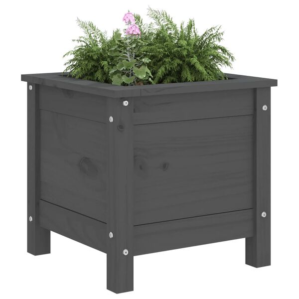 vidaXL Garden Planter Grey Solid pine wood 15.7x15.7x15.4 in