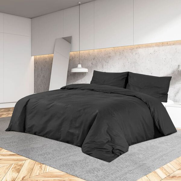 vidaXL Duvet Cover Set Black Microfiber (100% polyester) 53.1x78.7 in