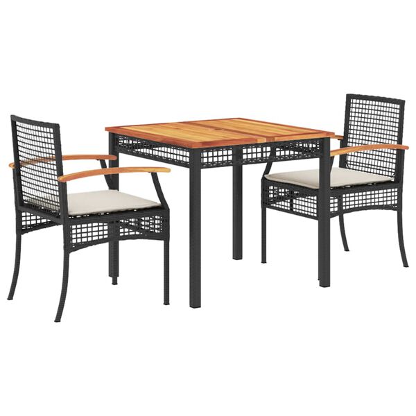 vidaXL Garden Dining Set Black, Cream White