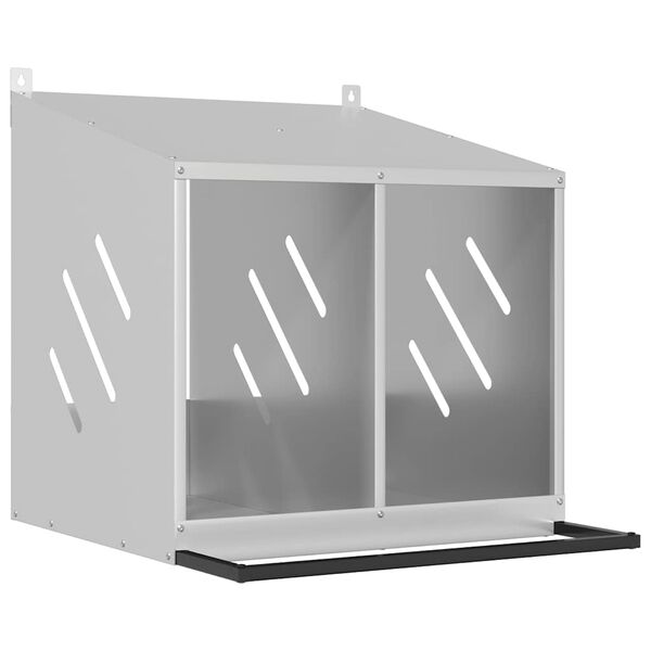 vidaXL Chicken Nesting Box Galvanized silver Cold-rolled sheet