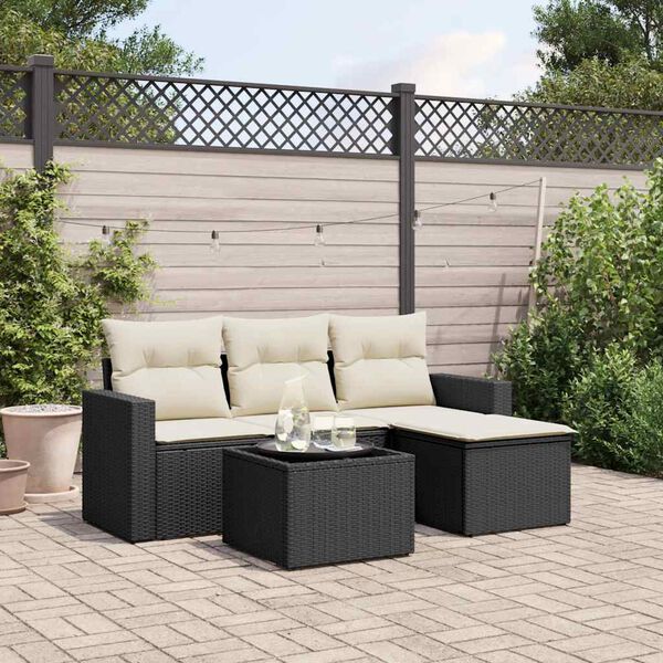 vidaXL Garden Sofa Set Black, Cream white