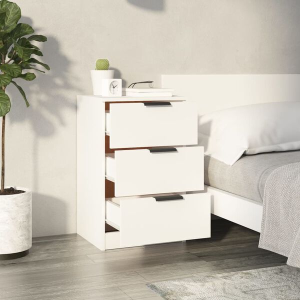 vidaXL Bedside Cabinet White Engineered wood Storage Bedside Cabinet