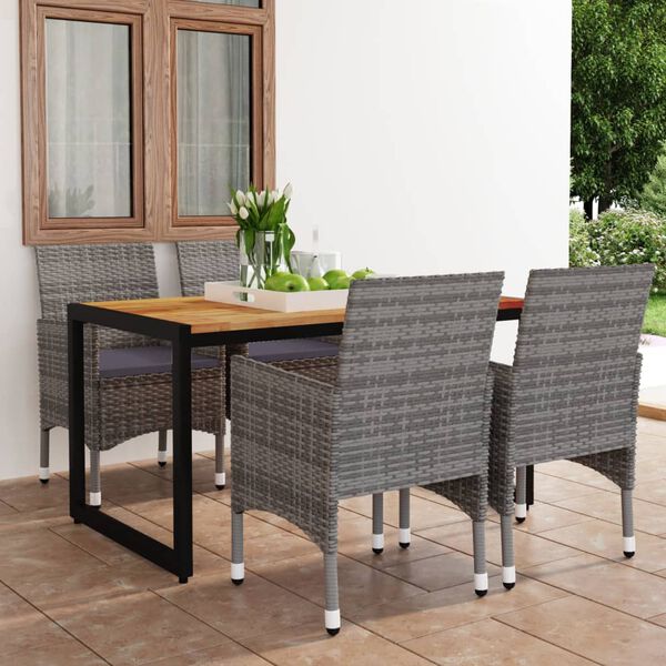 vidaXL 5 Piece Patio Dining Set Gray