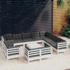 vidaXL Garden Lounge Set White Solid pinewood, 100% polyester Medium