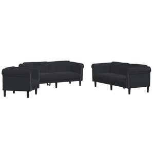 vidaXL Sofa Set Black Velvet (100% polyester), plywood, solid wood, foam