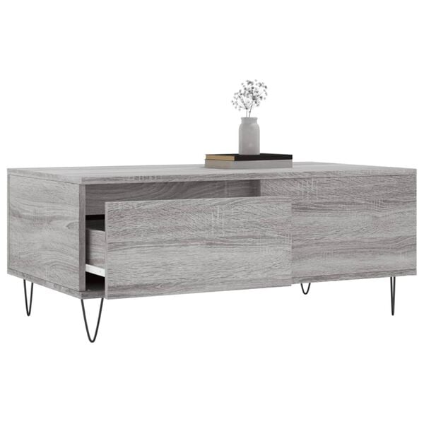 vidaXL Coffee Table Grey Sonoma Engineered Wood 35.4 x 19.7 x 14.4 in