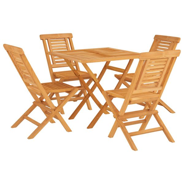 vidaXL Garden Dining Set Brown Solid Teak Wood Medium Foldable