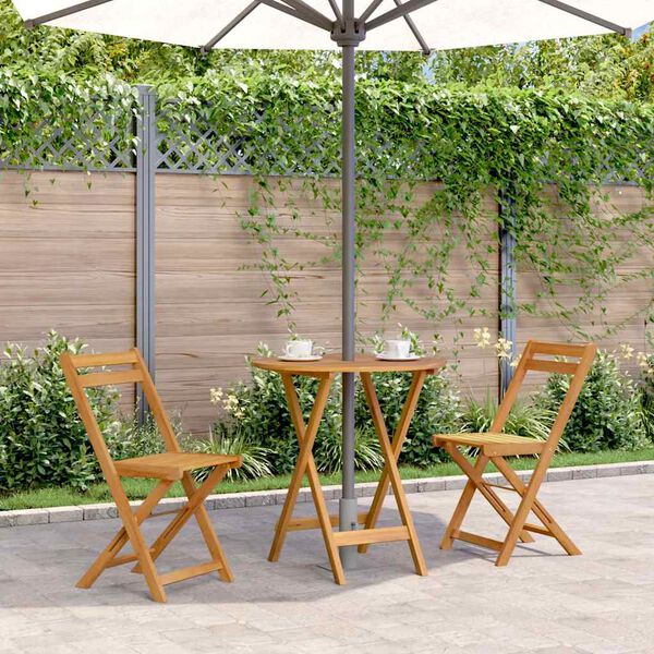 vidaXL Garden Table Natural Solid Acacia Wood Medium Foldable