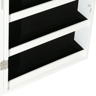 vidaXL Mirror Jewelry Cabinet with LED Lights Wall Mounted White