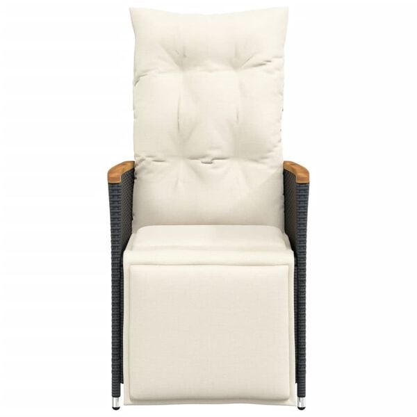 vidaXL Reclining Garden Chair Set of 2 Black, Cream White