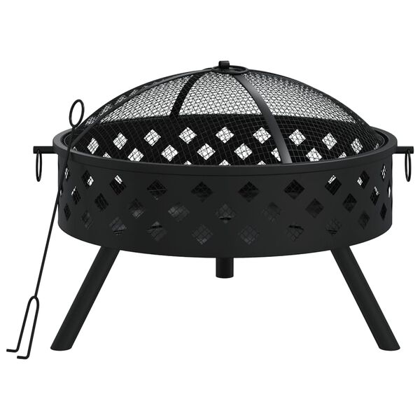 vidaXL Fire Pit with Poker 22.8 " XXL Steel