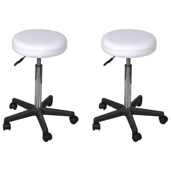 vidaXL Office Chair Set of 2 White Cotton, Polyester, Polyurethane, PVC