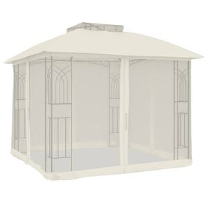 vidaXL Gazebo with Double Roof&Mesh Walls Cream 9.6'x9.6' Steel