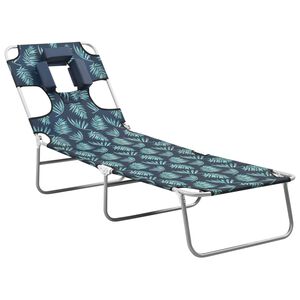 vidaXL Sun Lounger Leaf Print Sturdy Steel Frame, Fabric (100% Polyester)