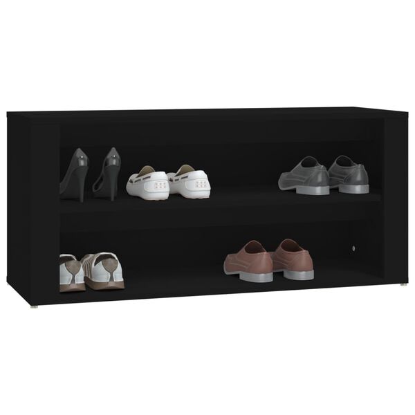 vidaXL Shoe Rack Black Engineered wood Medium Shoe Rack Rectangular