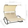 vidaXL Sun Lounger Cream Textilene, Steel Double Sun Lounger Crescent