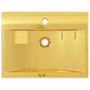 vidaXL Wash Basin with Overflow 23.6x18.1x6.3" Ceramic Gold