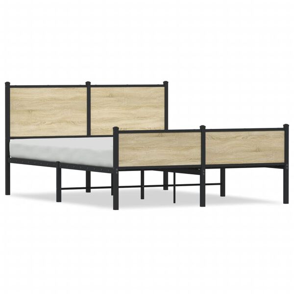 vidaXL Bed Frame Sonoma oak Steel, engineered wood Double Durable