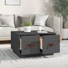 vidaXL Coffee Table Grey Solid Pine Wood, Faux Leather (PU) Medium