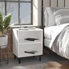 vidaXL Bed Cabinet White Engineered Wood, Metal Compact Bed Cabinet