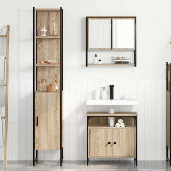 vidaXL Bathroom Furniture Set 3 pcs Sonoma Oak Engineered Wood