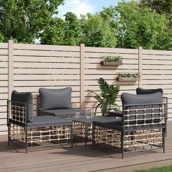 vidaXL Garden Lounge Set Set of 5 Anthracite
